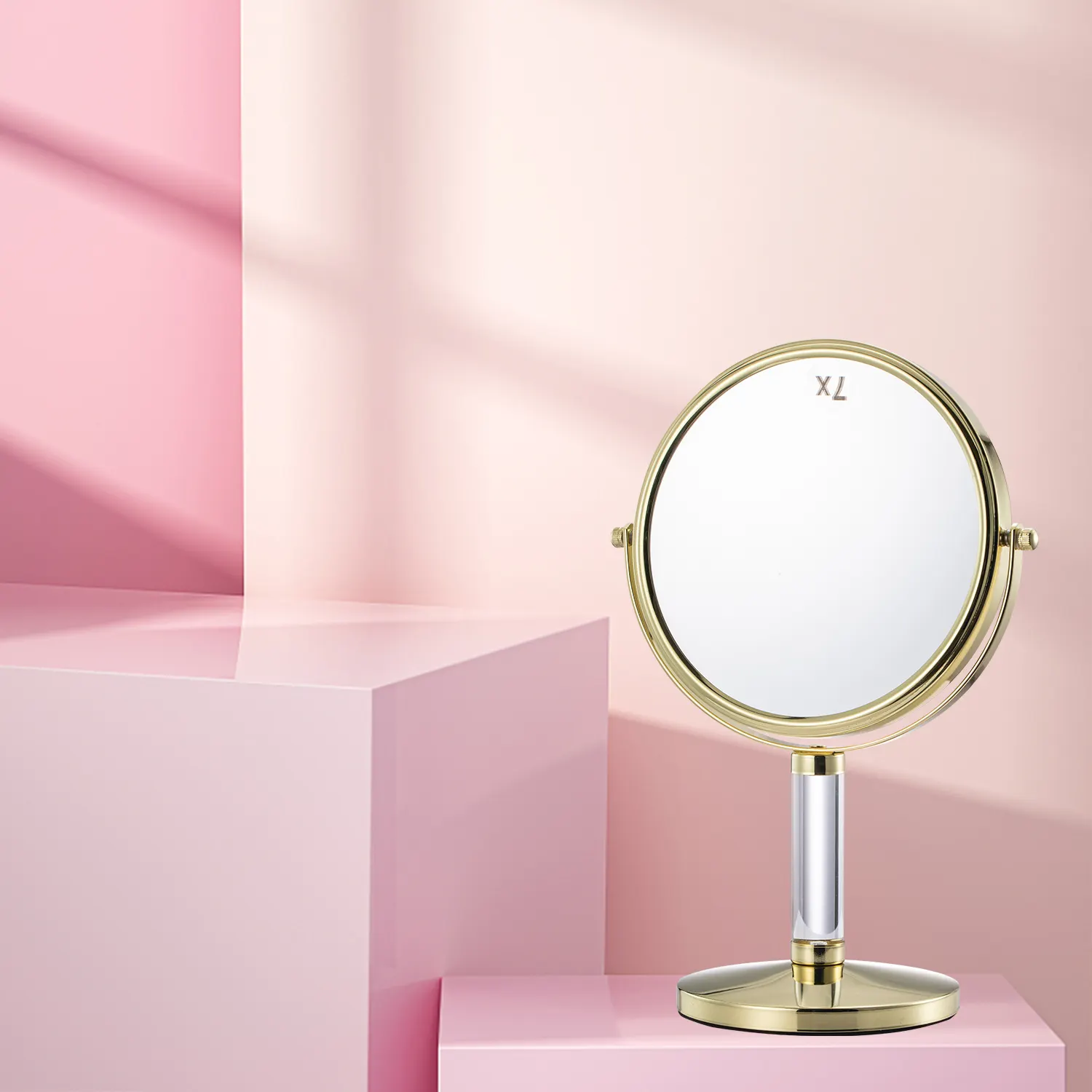 Acrylic Stem Office Cosmetic Mirror Portable Desktop Mirrors Two Sided Table Standing Mirror With Magnification Times