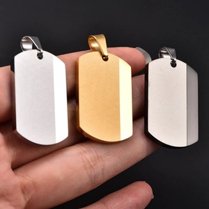 Pendentif rectangulaire en acier inoxydable pour femmes et hommes, chaîne de collier, breloques pour chiens, accessoire de fabrication de bijoux en métal - Product Image 5