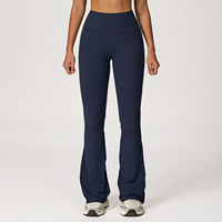 Pantalon de sport décontracté évasé taille haute, uni, respirant, extensible dans les quatre sens, style européen, jambe large, en spandex/nylon