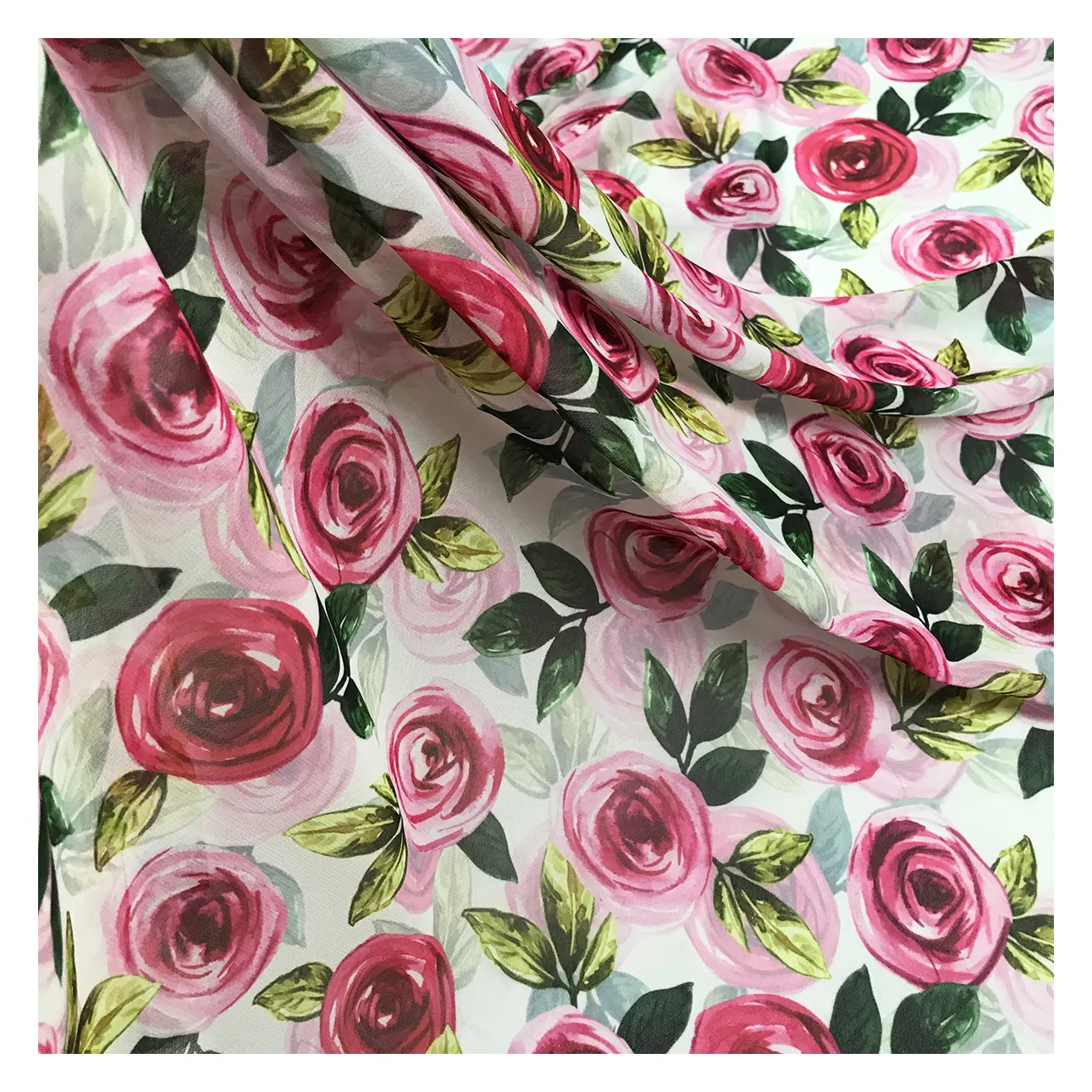 New fashion vibrant flower pattern Custom Digital polyester printed floral chiffon fabric for dresses