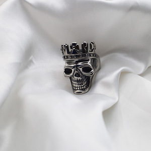 Skull Crown <b>Titanium</b> Steel <b>Ring</b> Men's Fashion Jewelry Gift Geometric Design Index Finger <b>Ring</b> European American Style - Product Image 4