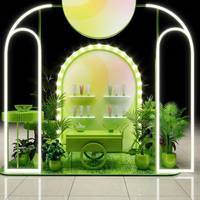 Kiosque mobile rose personnalisé avec éclairage LED pour la promotion d'événements de marques de soins de la peau et de cosmétiques