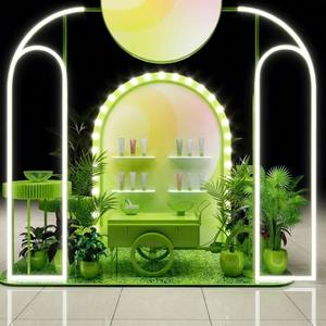 Kiosque mobile rose personnalisé avec éclairage <span class=keywords><strong>LED</strong></span> pour la promotion d'événements de marques de soins de la peau et de cosmétiques - Product Image 5