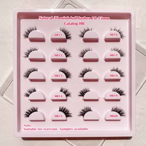 Cajas de embalaje personalizadas de color beige y marrón, 8mm, cortas, pequeñas, 3D, visón natural, medias pestañas, esquina de ojo de gato tenue, medias pestañas - Product Image 3