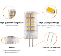 Ampoule LED G4 non dimmable AC/DC 12V 4W 480LM Céramique+PC Angle de faisceau 360° Source lumineuse pour lustre et applique murale Vente en gros