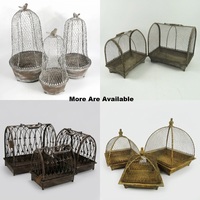 Jardinière en métal rouillé en forme de cage à oiseaux avec finition en dôme, style ferme, sur pieds, pour plantes vertes et succulentes