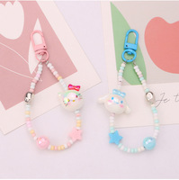 Nouveau porte-clés pendentif poupée mignonne perlée colorée en alliage et PU, accessoire de décoration pour étui d'écouteurs pour couples