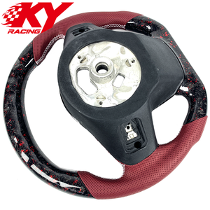 Volante personalizado de fibra de carbono forjada roja con cuero rojo, LED RPM y levas de cambio, adecuado para Toyota GR Supra A90 A91 - Product Image 2