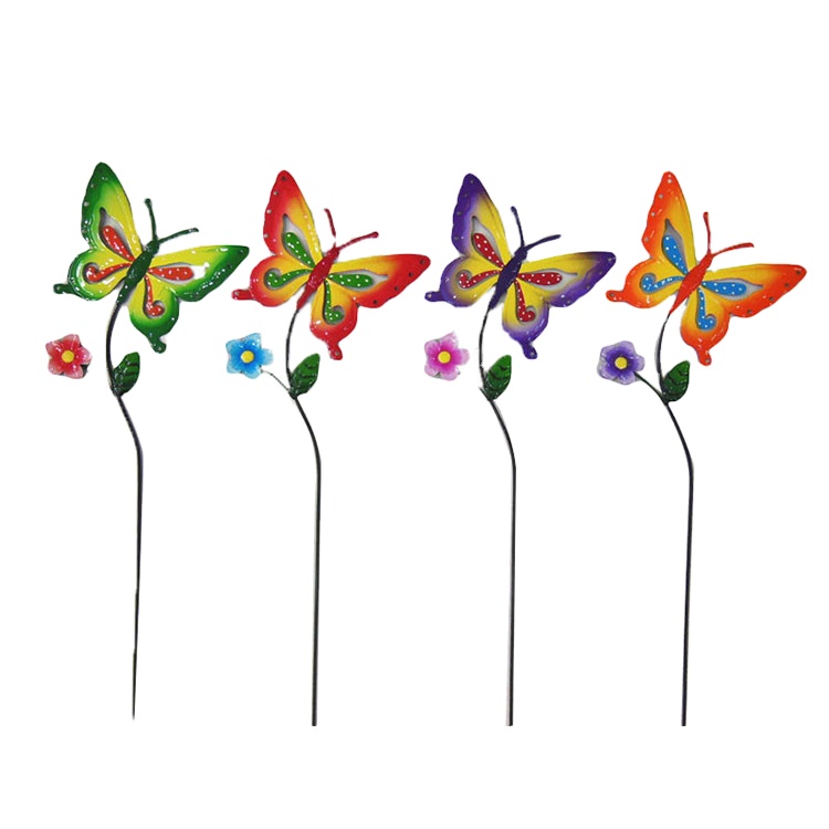 High Quality Metal Garden Butterfly Decorated Sticks