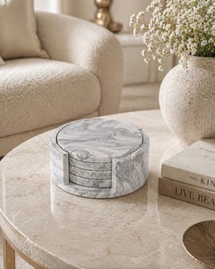 Indian Supplier <b>Marble</b> <b>Coasters</b> Set for for Traditional Tea Serving Coffee Shops Boutique Cafes Available at Good Price - Product Image 4