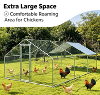 Grand enclos à poules en métal galvanisé, poulailler avec couverture imperméable anti-UV, porte verrouillable, enclos pour poules et canards de jardin
