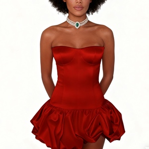 Vestidos Elegantes y Sensuales para Mujer, Nuevo Estilo, Ajustados, Sin Tirantes, Plisados, Línea A, a la Moda - Product Image 5