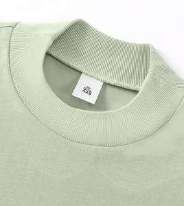 Usine Offre Spéciale hommes O cou t-shirts à manches courtes surdimensionné 100% coton décontracté solide t-shirt hauts 280gsm tricoté tissu pour hommes - Product Image 3