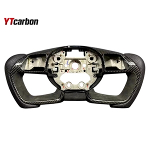 Ytcarbon พวงมาลัยให้ความร้อนสำหรับ <span class=keywords><strong>A6</strong></span> C8 Avant allroad อุปกรณ์ตกแต่งภายในรถพวงมาลัยแบบปรับแต่งได้จริงคาร์บอนไฟเบอร์ - Product Image 3