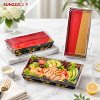 Sunzza motif personnalisé rectangulaire sushi jetable boîte d'emballage antibuée couvercle dessert gâteau emballage conteneur avec revêtement PE