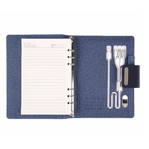 Venta al por mayor de fábrica A5 <span class=keywords><strong>Notebook</strong></span> PU Leather Power Bank Station con capacidad de 8000mAh y Portalápices para cargar sobre la marcha - Product Image 4