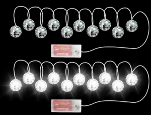 Guirlande lumineuse LED 140 cm en plastique, 10 boules disco blanches, pour la rentrée scolaire, les remises de diplômes, les mariages, les anniversaires, le Ramadan, l'Aïd al-Fitr, les zones de fans - Product Image 2