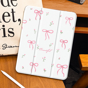 เคสสำหรับ iPad รุ่นที่ 11 ปี 2025 (11 นิ้ว) แบบใส พับได้สามตอน ทำจากซิลิโคน ลายโบว์สีชมพู ป้องกันการกระแทก - Product Image 6