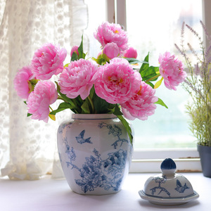 <span class=keywords><strong>Vase</strong></span> en porcelaine bleu et blanc, nouveau style chinois, hydroponique, entièrement fait à la main, motif floral et oiseaux, <span class=keywords><strong>vase</strong></span> haut de gamme pour salon - Product Image 2