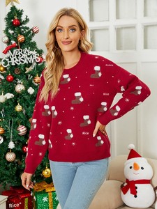 Custom <strong>Women's</strong> <strong>Christmas</strong> Knit Sweater Jacquard Crewneck Pullover <strong>Christmas</strong> Sock Pattern Festive Holiday <strong>Jumper</strong> for Winter - Product Image 5