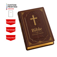 Bible personnalisée en gros avec couverture rigide en cuir PU gaufré, estampage à chaud, service d'impression en vrac pour usage religieux