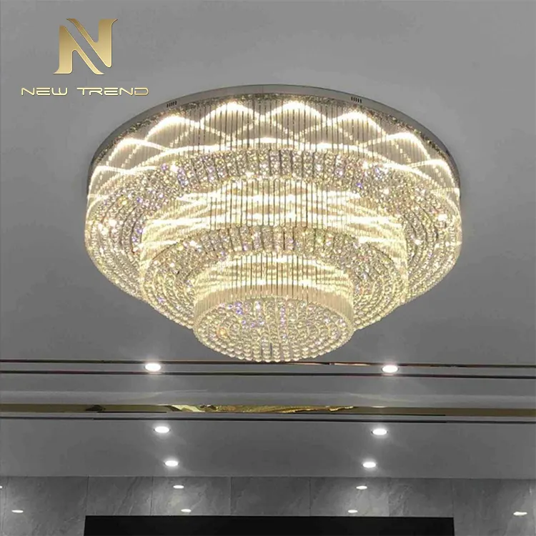 주문 실내 훈장 호텔 로비 연회 홀 호화스러운 큰 정연한 둥근 LED 샹들리에 천장 빛