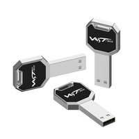 Flashdisk USB Bentuk Kunci dengan Logo Custom, Desain Baru, LED, 8GB/16GB/32GB/64GB/128GB, Plastik, Antarmuka USB 2.0/3.0, Terenkripsi