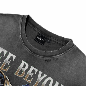 T-shirts pour hommes surdimensionnés, style punk, graphiques vintage, effet délavé, respirants, en coton, streetwear décontracté, t-shirts personnalisés de haute qualité - Product Image 3