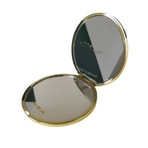 Miroir de poche pliable en alliage trèfle à quatre feuilles doré, miroir de maquillage double face, mini miroir de poche brillant plaqué or - Product Image 6