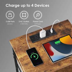 <span class=keywords><strong>Table</strong></span> <span class=keywords><strong>de</strong></span> <span class=keywords><strong>lit</strong></span> rustique moderne avec lumière LED, <span class=keywords><strong>table</strong></span> <span class=keywords><strong>de</strong></span> chevet, station <span class=keywords><strong>de</strong></span> charge, 1 rangement ouvert, 3 tiroirs, <span class=keywords><strong>table</strong></span> d'appoint en métal noir pour meubles <span class=keywords><strong>de</strong></span> maison - Product Image 5