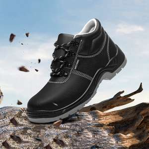 建坤黑色安全工作鞋防水防穿刺抗冲击建筑/采矿用工业防护钢脚趾 - Product Image 1