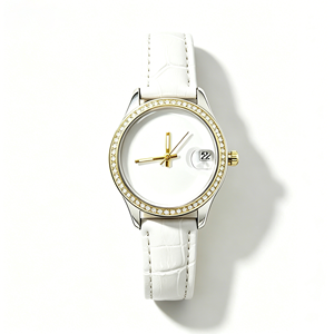 Reloj de Mujer con Foto Personalizada, Esfera en Blanco, Ventana de Fecha, 6 Colores, Correa de Cuero de Bambú, para Regalo Promocional Corporativo - Product Image 4
