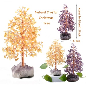 Cristaux naturels Pierres de guérison Arbre à souhaits Cristaux d'énergie Arbres d'<span class=keywords><strong>argent</strong></span> Arbre de cristal porte-bonheur pour décoration de Noël - Product Image 1