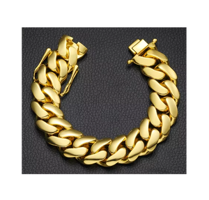 สร้อยข้อมือสแตนเลสสตีลชุบทอง 18K PVD สไตล์ฮิปฮอปสำหรับผู้ชาย พร้อมตัวล็อคหัวมังกร (ขนาด 8/10/12/16/18 มม.) ขายส่ง - Product Image 1