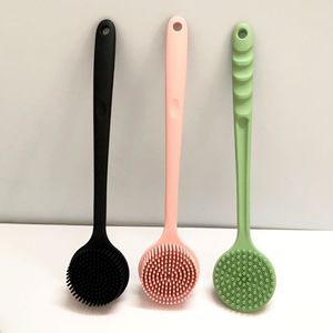 Silicone Simple Long Handle <b>Bathing</b> Brush Shower Body <b>Scrubber</b> Multifunction Massage Cleaning Tools GZ RTS Bulk Mixed Order - Product Image 2