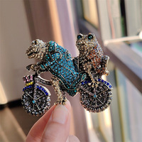 Nouvelle broche décorative vintage style industriel lourd, incrustée de diamants, motif Prince Grenouille, accessoire de vélo, badge