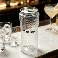 Canette de boisson en PET de 520 ml avec couvercle à clapet en aluminium facile à ouvrir, qualité alimentaire, transparente, logo personnalisé imprimé en sérigraphie pour soda et jus