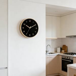 Refined 10 Inch Black Dial Metal Quartz Wall <b>Clock</b> with Sweep <b>Silent</b> Movement Minimalist Design for Formal Entryway or Hallway - Product Image 3