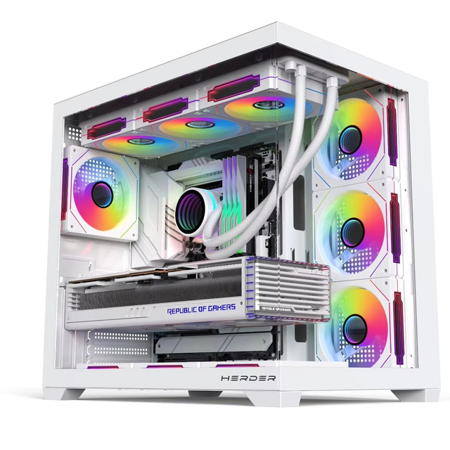 OEM Mid Tower PC Chassis Cabinet Computer Casing Full View Gaming Computer Cases with Dual Tempered Glass Panel