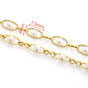 Chaîne en acier inoxydable doré clair avec perles, bord plat et ondulé pour épingle à cheveux, boucles d'oreilles, accessoire de bijouterie DIY - Product Image 3