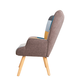 Conjunto de silla y otomana para sala de estar, sillón lateral cómodo, silla decorativa de superficie de tela de empalme creativa con otomana para dormitorio - Product Image 4
