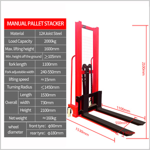 JIchuan <b>Manual</b> Hydraulic Pallet Truck <b>Forklift</b>/Trolley Jack 135/175kg Capacity 230-580mm Height 180x50mm X 80x60mm Dimensions Co - Product Image 3