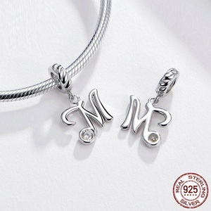 Gốc S925 Sterling Silver bạc Mặt dây chuyền với 26 chữ tự làm vòng đeo tay phụ kiện món quà quyến rũ Zircon nhà máy bán buôn - Product Image 2
