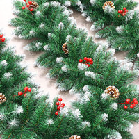 Guirlande de Noël artificielle en PVC écologique de 2,7 m, en forme d'aiguilles de pin, pour décoration intérieure, fleurs et plantes