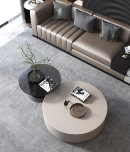 Mesa de Centro Redonda Italiana, Estilo Moderno y Sencillo para Sala de Estar, Mesa Redonda de Vidrio y Madera Maciza, Mesa Auxiliar Combinada para el Hogar - Product Image 6