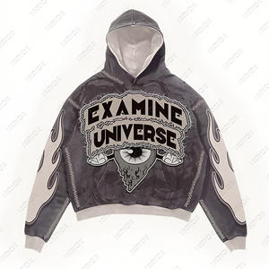 Hiver Casual Men Unisex Street Wear Zip-Up High Quality Custom Hip Hop Graphic Print Sturdy Waterproof Windproof Hoodie - Product Image 6