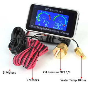 12V/24V 4-in-1 tinh thể lỏng áp suất dầu vôn kế nhiệt độ nước dầu mét với 10 mét cảm biến nhiệt độ cho xe ô tô và xe tải - Product Image 3