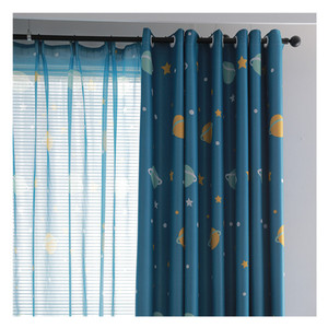 Rideaux bleus pour enfants, thème planète spatiale, motif imprimé, œillets, <span class=keywords><strong>chambre</strong></span> de garçon, cantonnières élégantes, 100% polyester, écologiques - Product Image 4