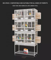 Cage en métal à trois niveaux avec support, plateau amovible, conteneur alimentaire en acier inoxydable, Cage empilable pour oiseaux et pigeons