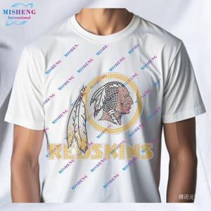 Nuovo all'ingrosso Bling <span class=keywords><strong>Redskins</strong></span> Logo della squadra sportiva indiana trasferimento di strass personalizzato NFL ferro su strass Logo personalizzato - Product Image 3